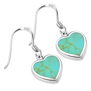Turquoise Heart Sterling Silver Earrings, e314